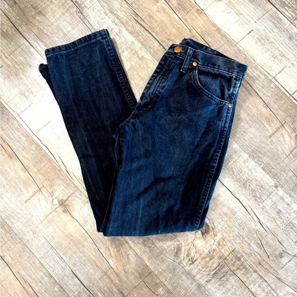 Mens Wrangler Black Wash Faded Straight Leg Jeans Classic Denim 29x30 - Picture 1 of 8